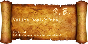 Velics Boglárka névjegykártya
